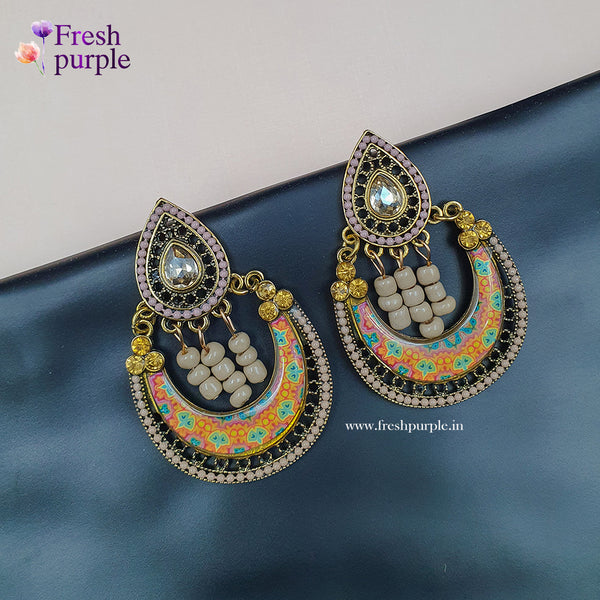 Buy Fashion Gold PLated Lotus DEsign Sky Blue And Purple Jhumki Earrings  Online in Kerala | Tootwo